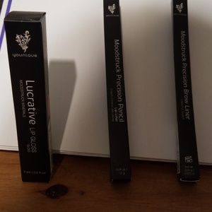 Younique lip pencil, brow liner and lip gloss